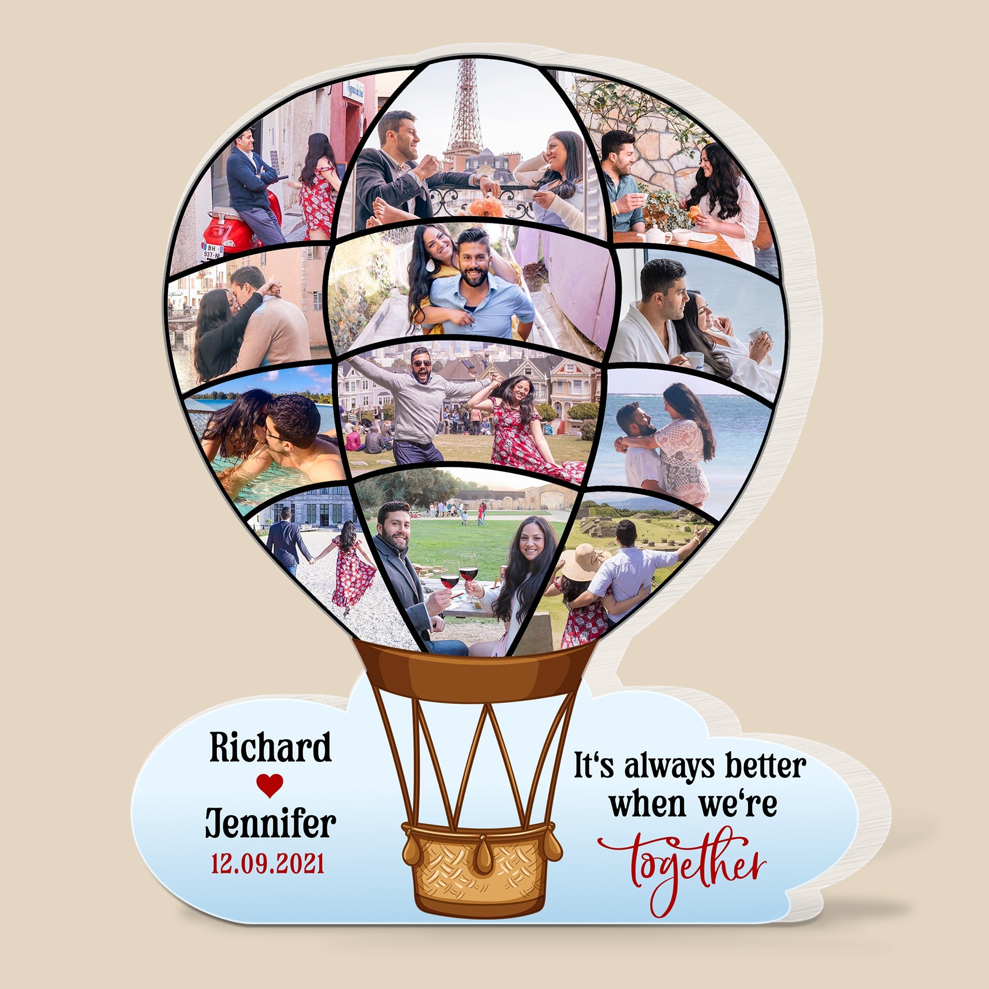 Personalized Hot Air Balloon Acrylic Plaque for Couples Decorative Plaques PopCulturePrints