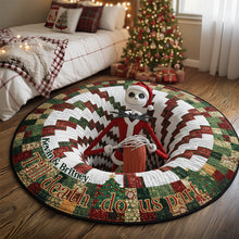 Load image into Gallery viewer, “Till Death Do Us Part” - Spooky Twist Christmas Quilted Round Mat - Personalized Gift for Couples Doormat PopCulturePrints
