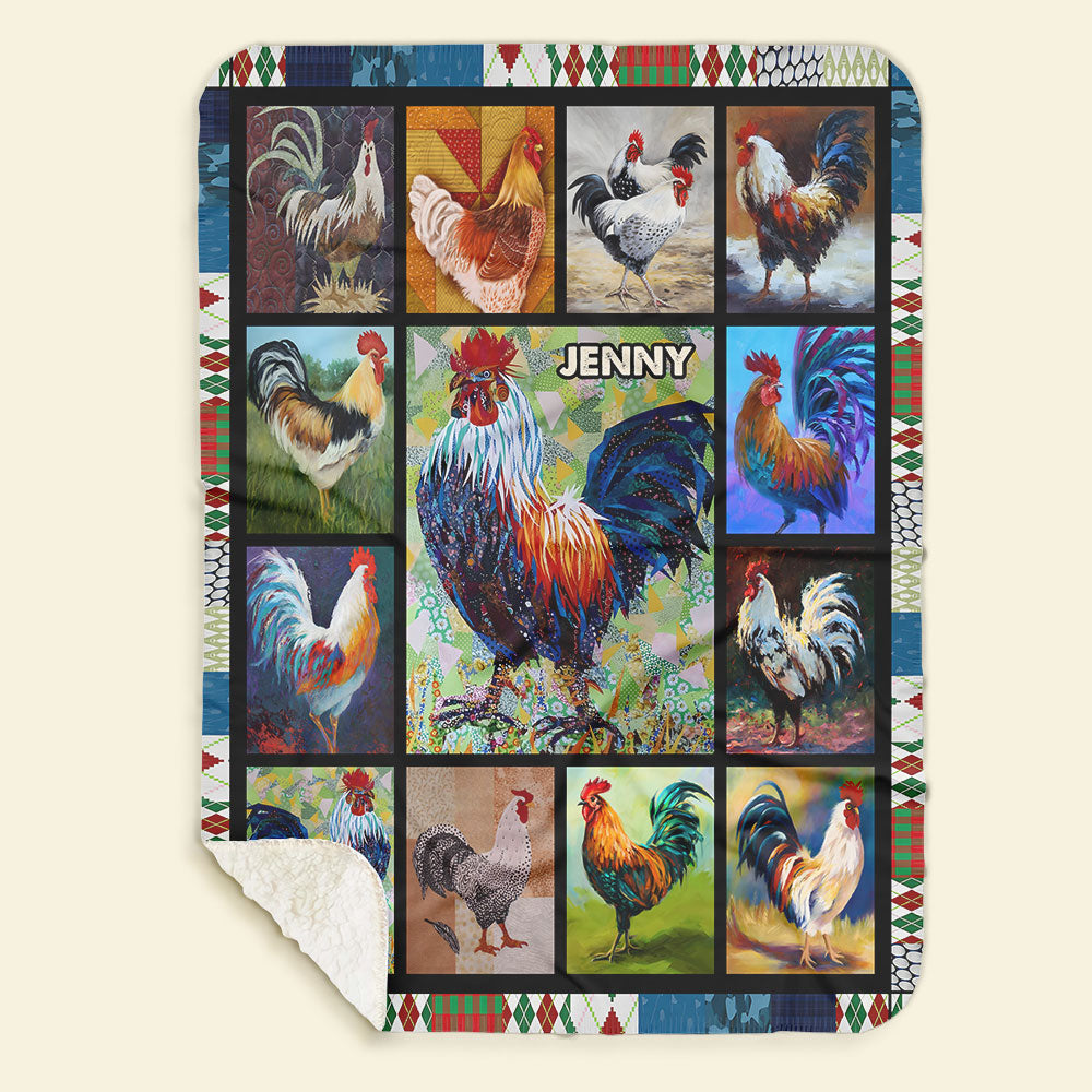 Personalized Chicken Lover Blanket - Custom Rooster Art Blanket PopCulturePrints