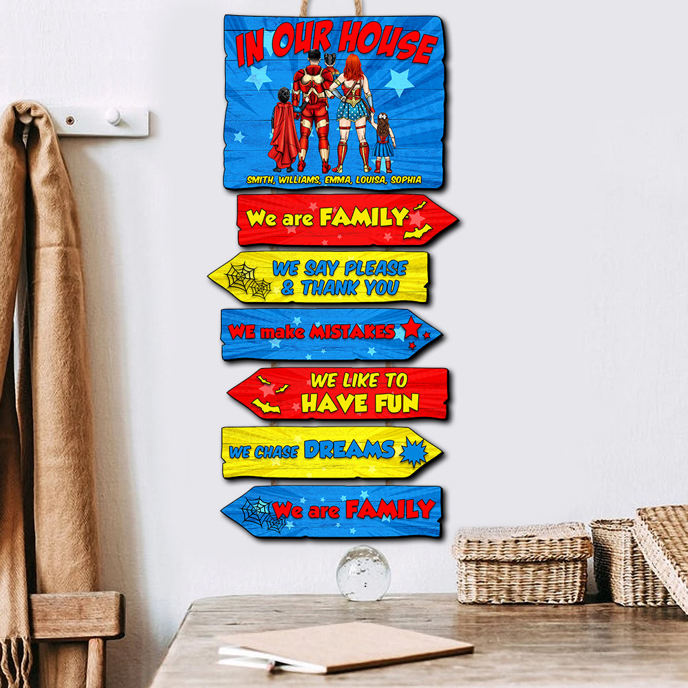 Personalized Superhero Family Wooden Signs - Custom Wall Decor Wood Sign PopCulturePrints