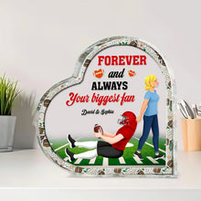 Load image into Gallery viewer, Personalized Heart Plaque for Football Lovers – Forever &amp; Always Shaped Plaques PopCulturePrints
