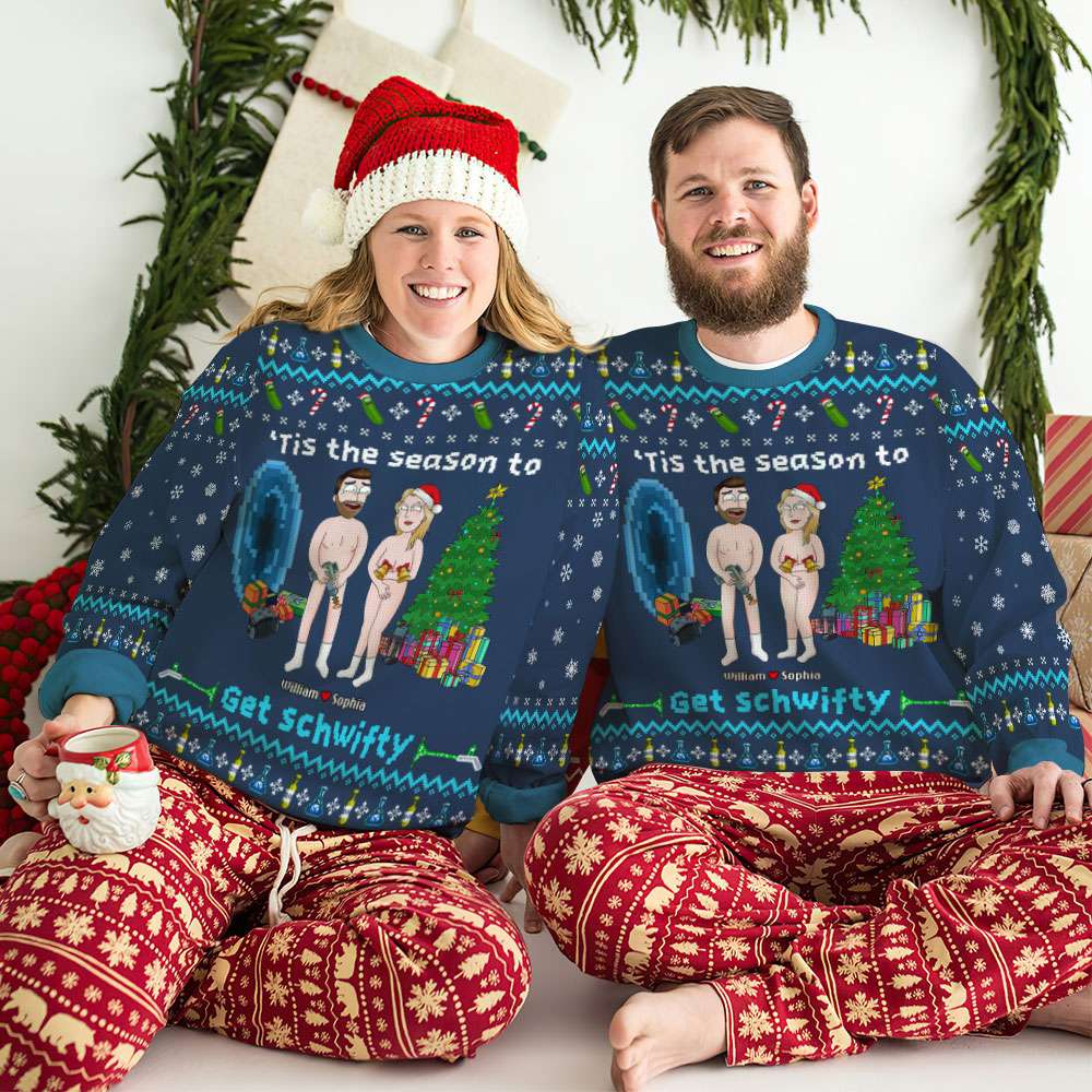 Personalized Couple's Christmas Sweater | Fun Festive Holiday Wear | Valentine's Day Gifts Ugly Christmas Sweater PopCulturePrints
