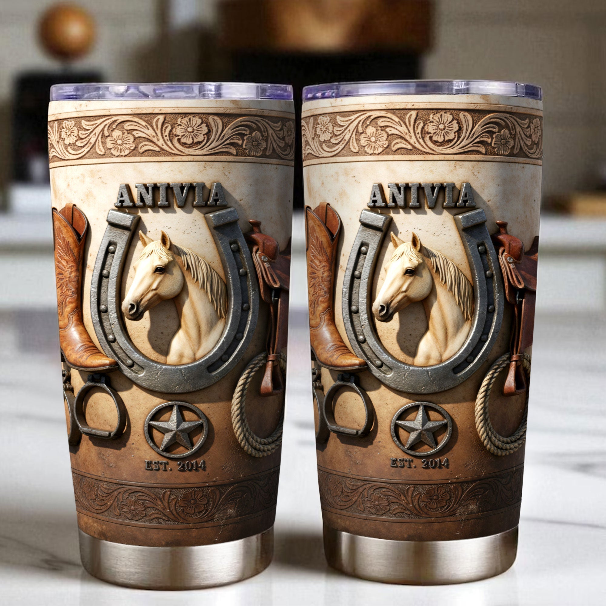 "Ride with Style!" – Cowboy Horse Tumbler - Custom Photo Gifts for Horse Lovers Tumbler Cup PopCulturePrints