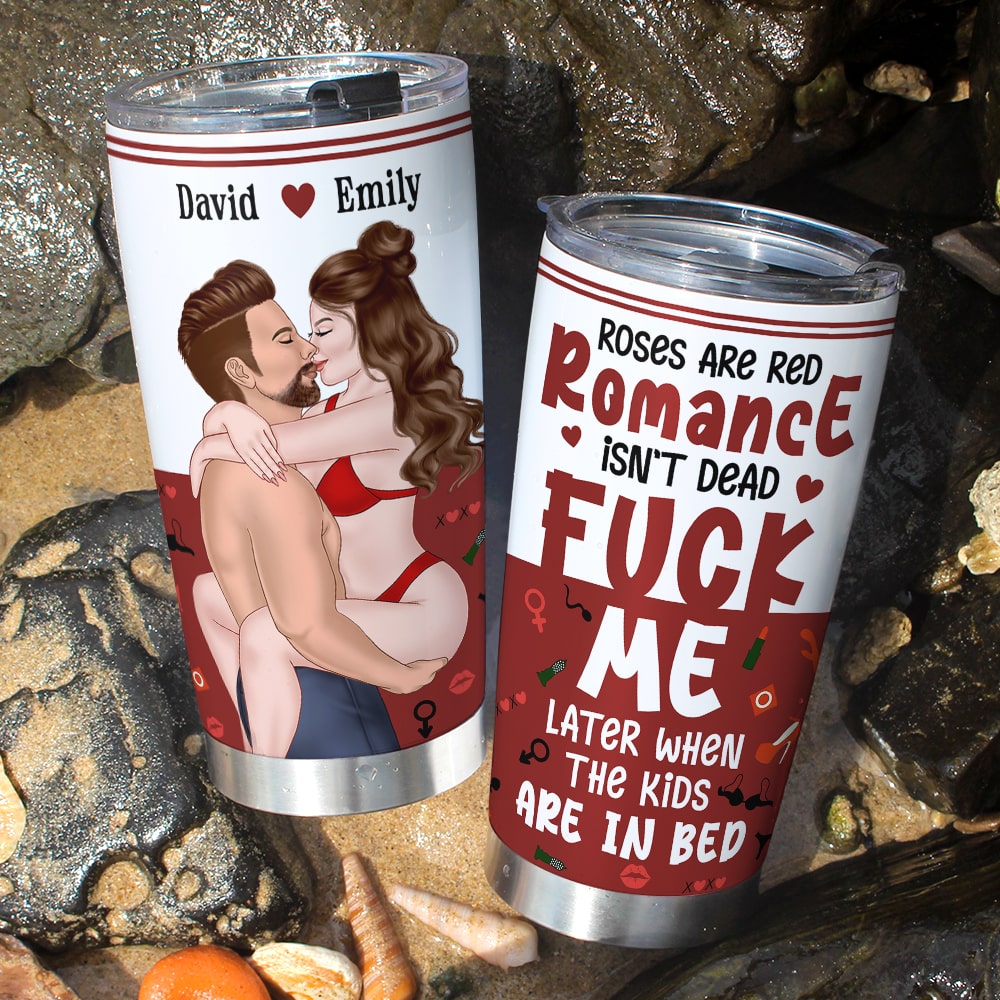 Personalized Couple Tumbler - Roses Are Red Romance Isn't Dead Tumbler Cup PopCulturePrints