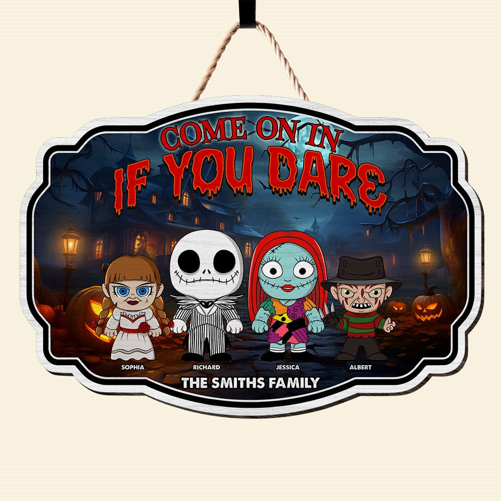 Personalized Family Horror Movie Cartoon Door Sign Wood Sign PopCulturePrints