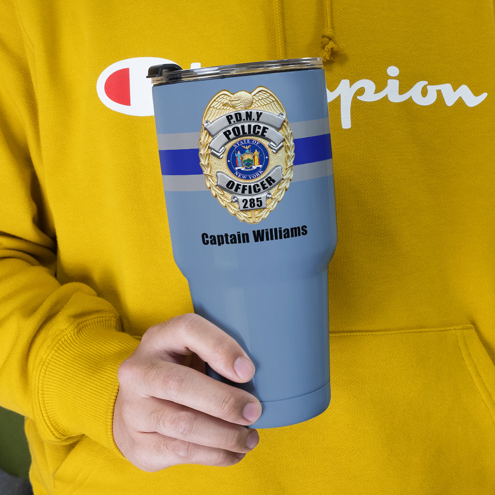 Personalized Police Badge Tumbler with Custom State Seal - Perfect Gift for Officers Tumbler Cup PopCulturePrints
