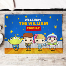 Load image into Gallery viewer, Welcome to Our Family Personalized Cartoon Doormat Doormat PopCulturePrints
