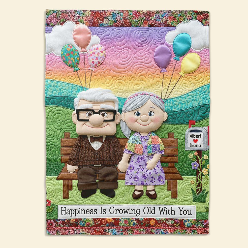Happiness Is Growing Old With You - Personalized Together Forever Blanket for Couples Blanket PopCulturePrints