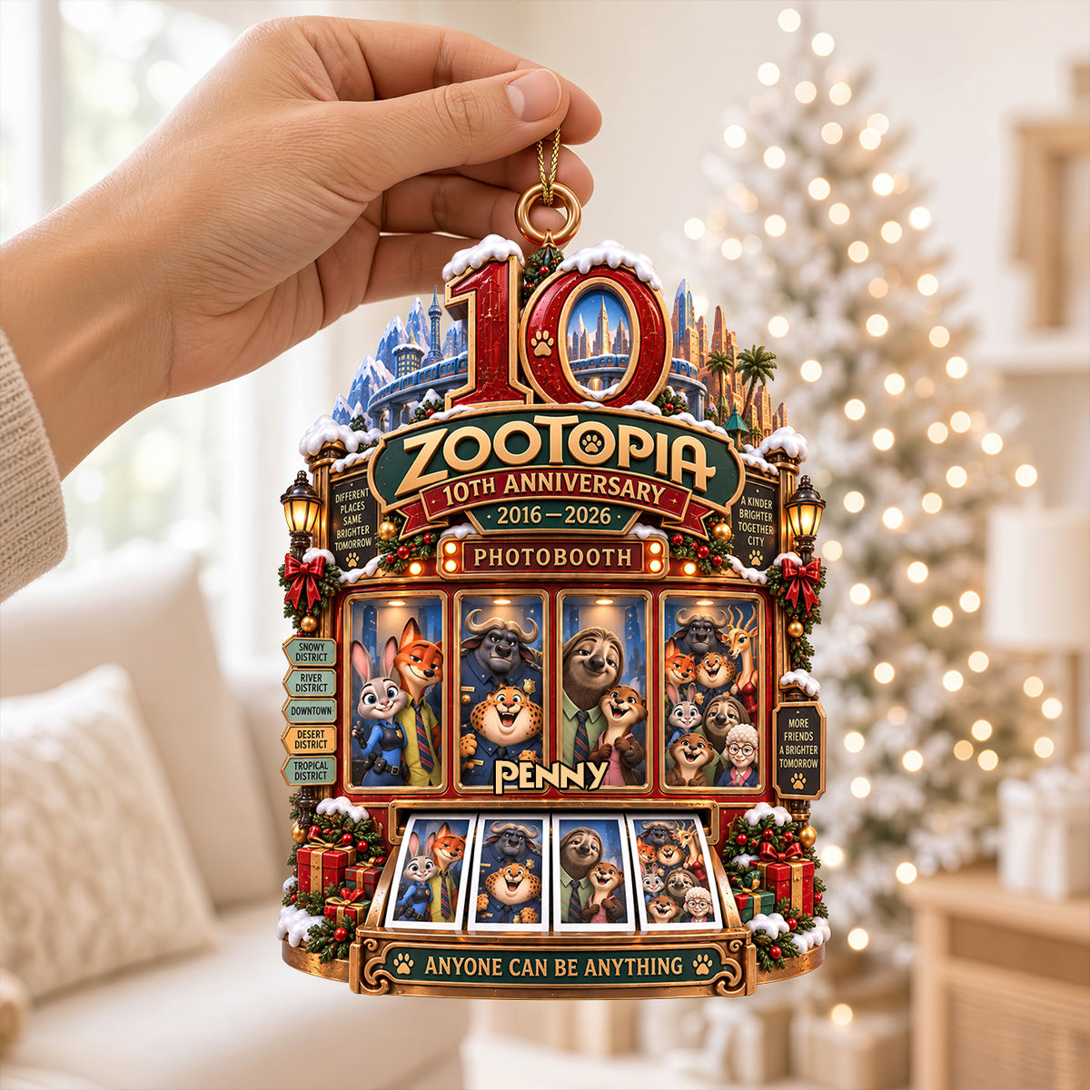 “Anyone Can Be Anything” - 10th Anniversary Zootopia Acrylic Ornament - Personalized Gift for Fans and Collectors