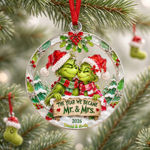 Load image into Gallery viewer, "The Year We Became Mr. &amp; Mrs." - Personalized Grinch Ornament - Unique Gift for Newlywed Couples and Christmas Celebration
