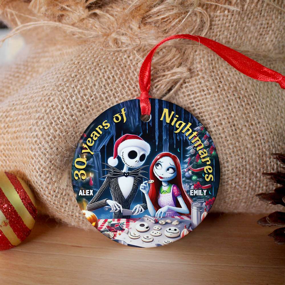 Custom Nightmare Couple Ornament - Personalized Ceramic Gift for Valentine's Day Gifts Ornament PopCulturePrints