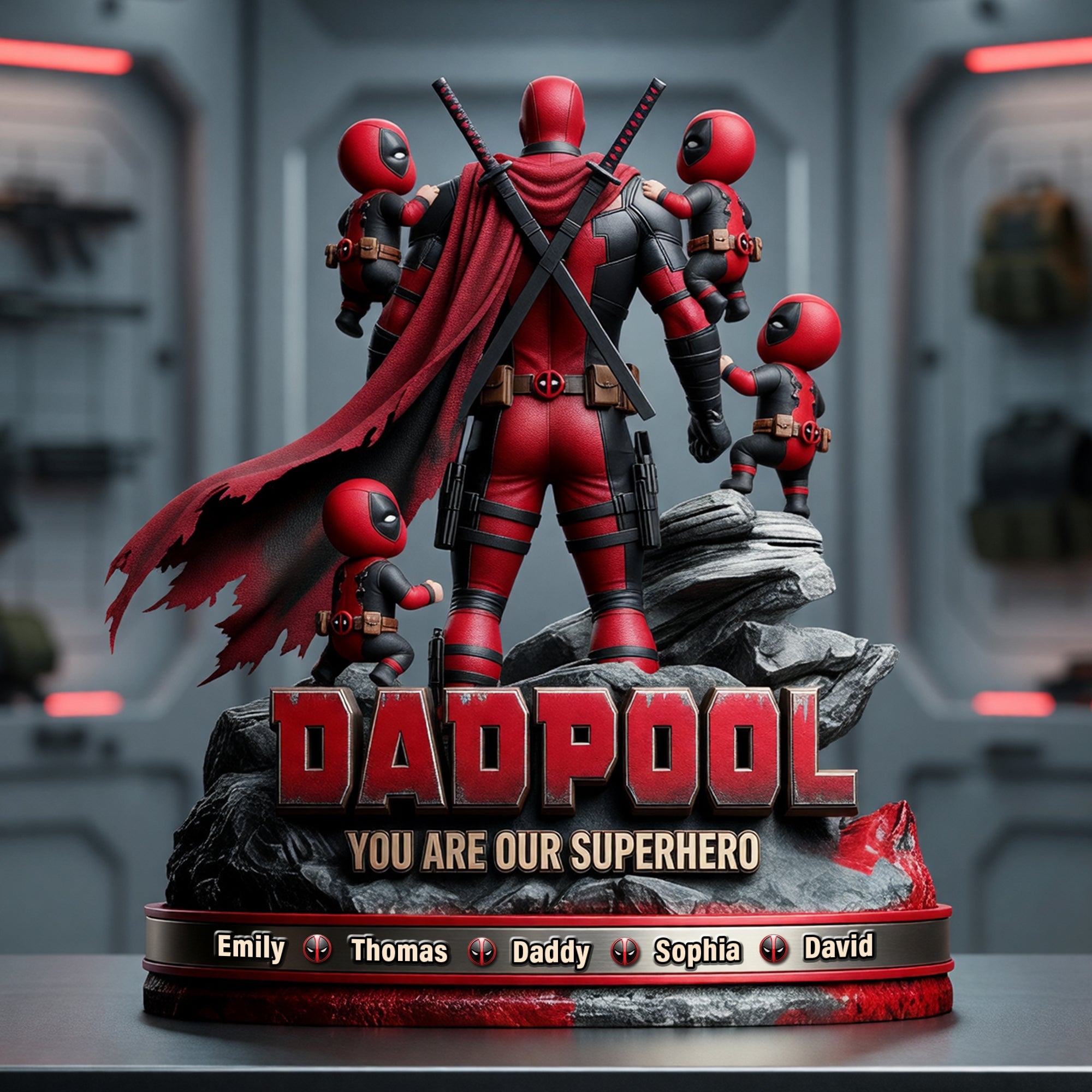 Dadpool: You Are Our Superhero - Personalized Acrylic Plaque Gift for Dads and Grandpas Shaped Plaques PopCulturePrints