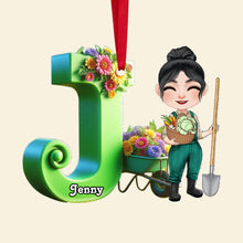 Load image into Gallery viewer, Personalized Garden Lover Alphabet Christmas Ornament Ornament PopCulturePrints
