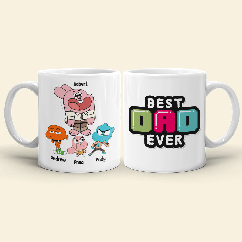 Personalized Cartoon Family Best Dad Ever Mug Coffee Mug PopCulturePrints