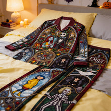 Load image into Gallery viewer, "Embrace the Spookiness!" - Personalized Spooky Pajama Set for Halloween - A Unique Gift for Friends and Family
