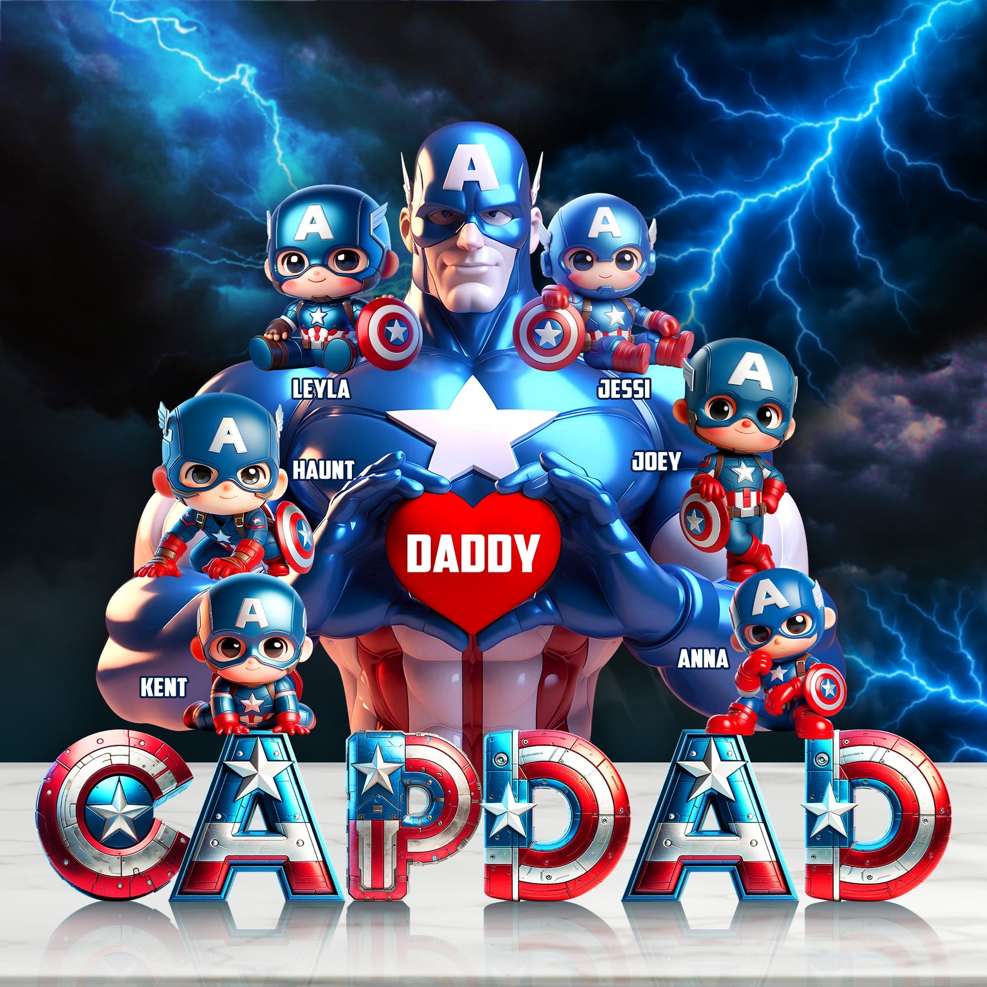 “A Hero's Love for Daddy” - Personalized Shield Hero Dad Acrylic Plaque - Perfect Gift for Dad and Grandpa Shaped Plaques PopCulturePrints