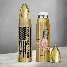 Load image into Gallery viewer, Proud Military Dad Bullet Thermos Flask Tumbler Cup PopCulturePrints
