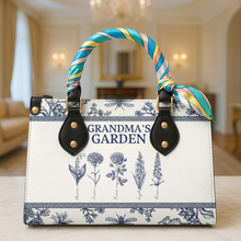 Load image into Gallery viewer, Grandma&#39;s Garden Leather Bag - A Personalized Treasure for Grandma Leather Bag PopCulturePrints
