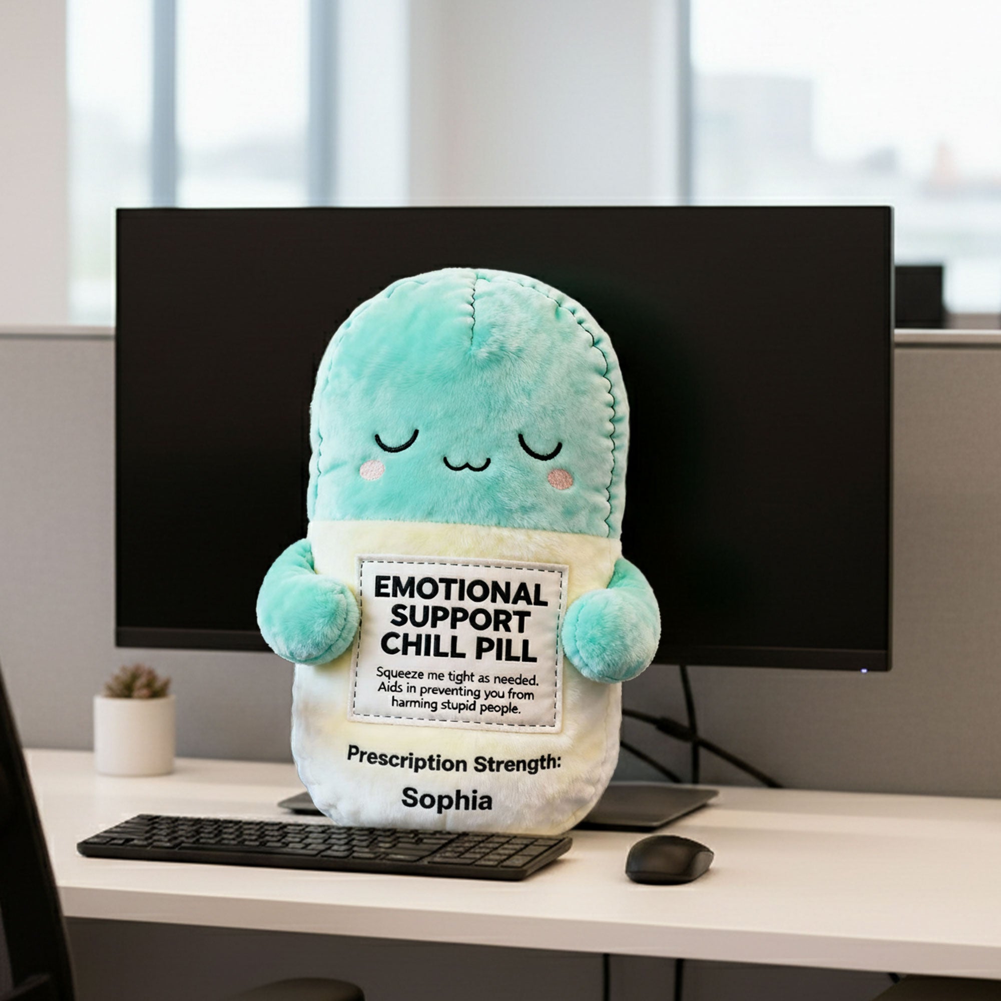 Squeeze Me Tight - Emotional Support Chill Pill Custom Shape Pillow Pillow PopCulturePrints