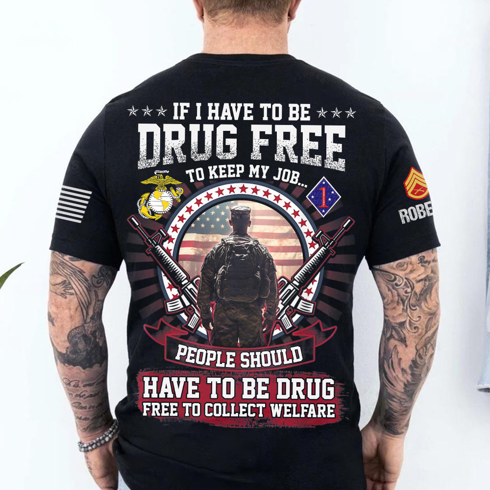 Patriotic Military Sweatshirt - Drug Free Message Design