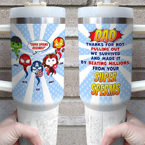 Funny Personalized Dad Tumbler - Super Sperms Edition Tumbler Cup PopCulturePrints