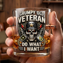 Load image into Gallery viewer, Grumpy Old Veteran Bullet Glass - Personalized Gift for Veterans
