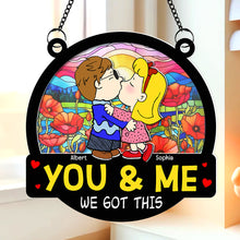 Load image into Gallery viewer, Personalized Cute Cartoon Couple Kissing Suncatcher Ornament
