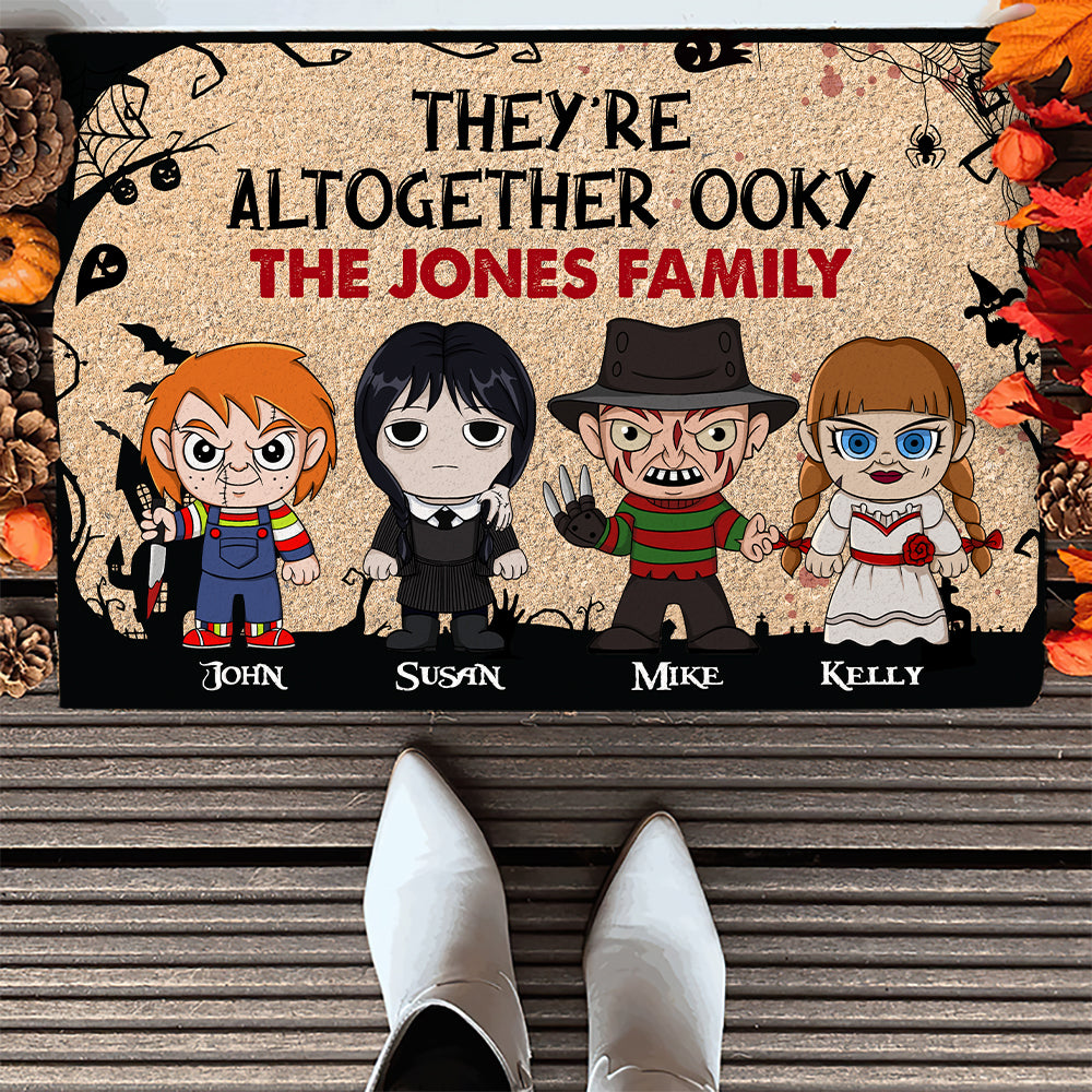 Personalized Horror Family Welcome Mat - Spooky Home Decor Doormat PopCulturePrints