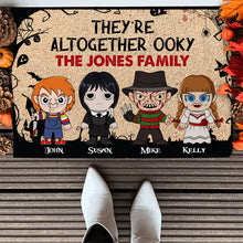 Load image into Gallery viewer, Personalized Horror Family Welcome Mat - Spooky Home Decor Doormat PopCulturePrints
