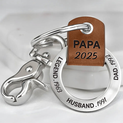 Legend Husband Dad Papa I Just Get Better - Personalized Leather Coordinates Keychain Leather Coordinates Keychain PopCulturePrints