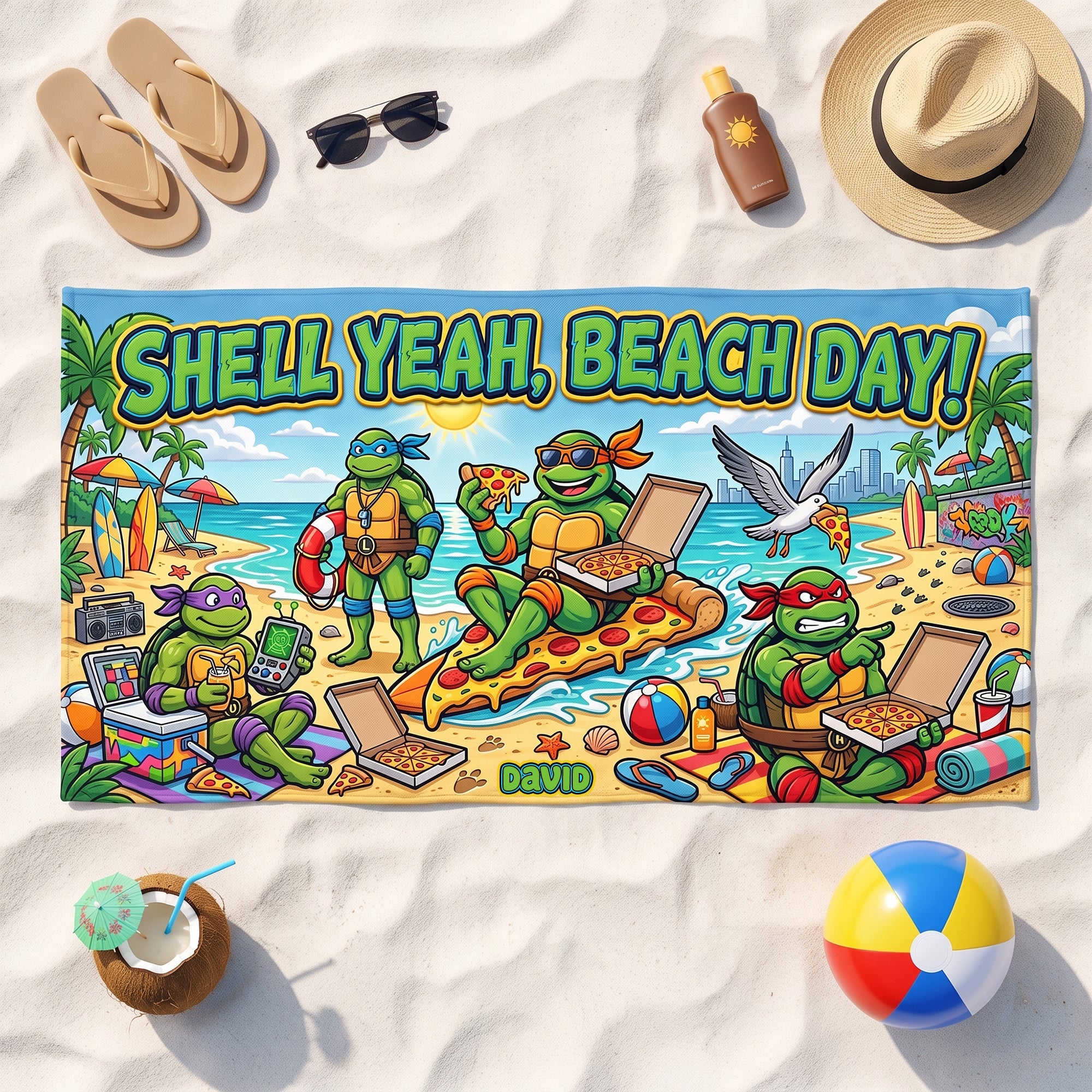 Shell Yeah, Beach Day Beach Towel - Personalized Gifts 04tyqn160726 Beach Towel PopCulturePrints