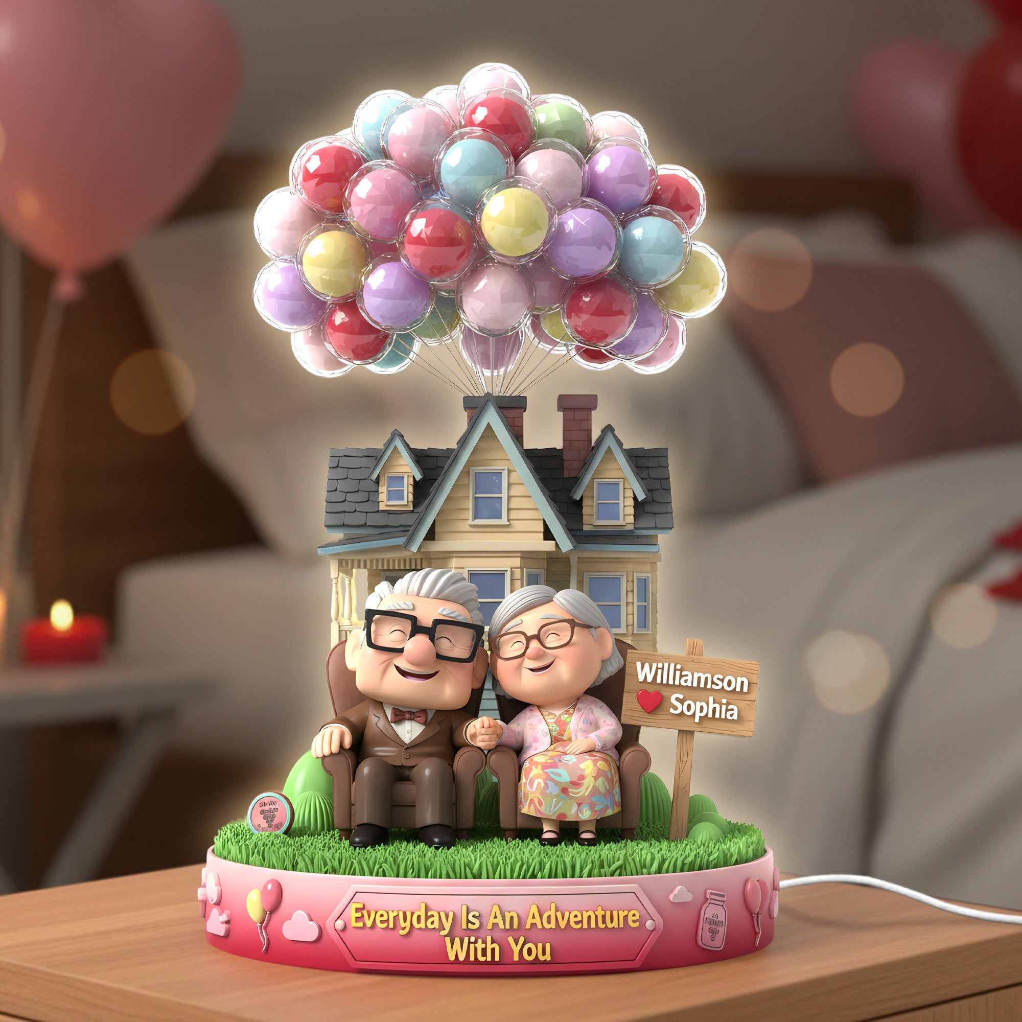 Everyday Is An Adventure With You - Happy Old Couple Light Box | Personalized Gifts for Couples Light Box PopCulturePrints