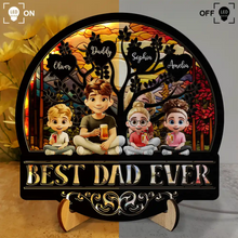 Load image into Gallery viewer, Best Dad Ever - Personalized LED Light Wooden Plaque - Gift for Dad, Grandpa, &amp; All Fathers LED Light Wooden Plaque PopCulturePrints
