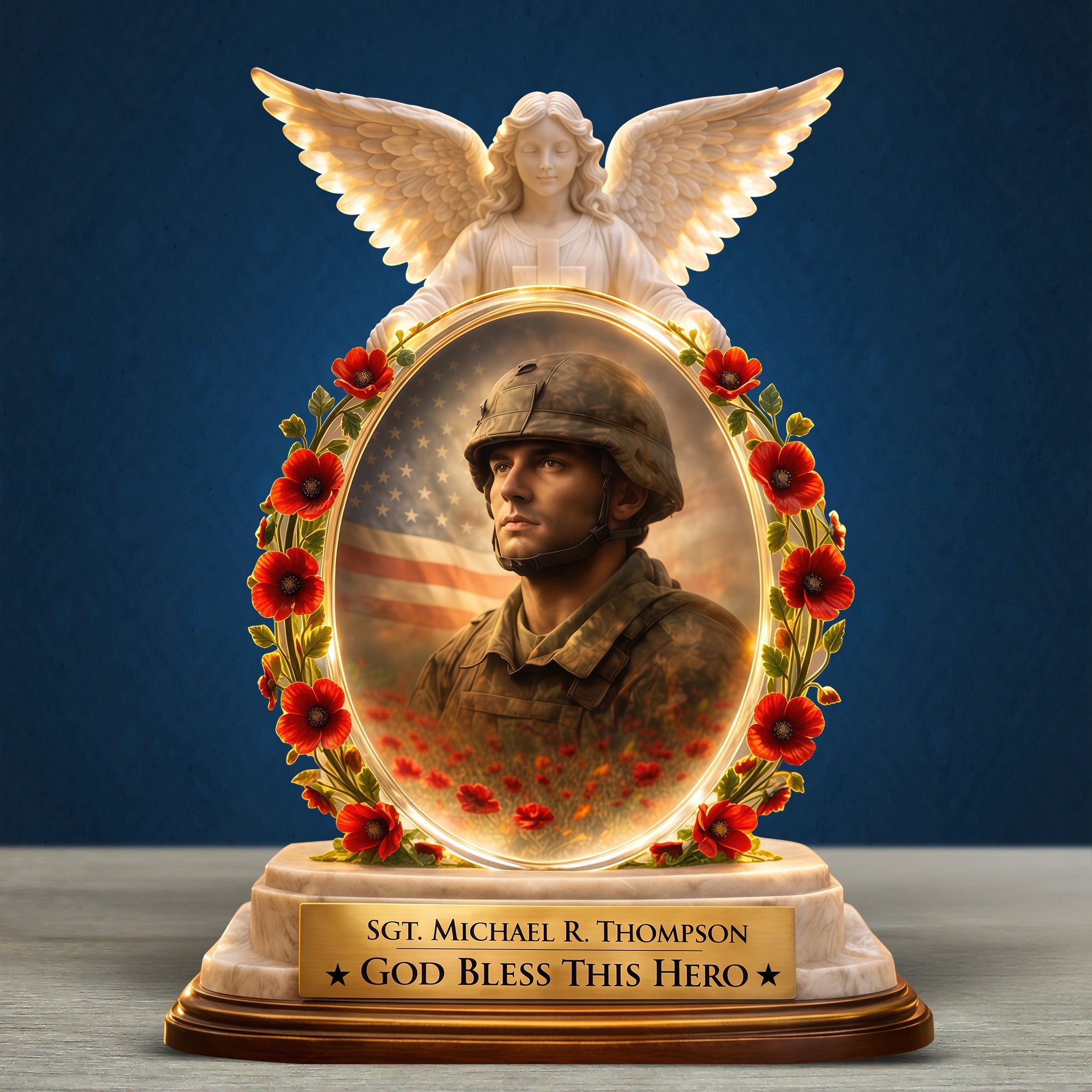 God Bless This Hero - Personalized Veteran Memorial Light Box Light Box PopCulturePrints