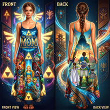 Load image into Gallery viewer, "Celebrate the Legend of Mom!" - Fantasy Wild Mom Suspender Maxi Dress - Personalized Gift for All Moms Dress PopCulturePrints
