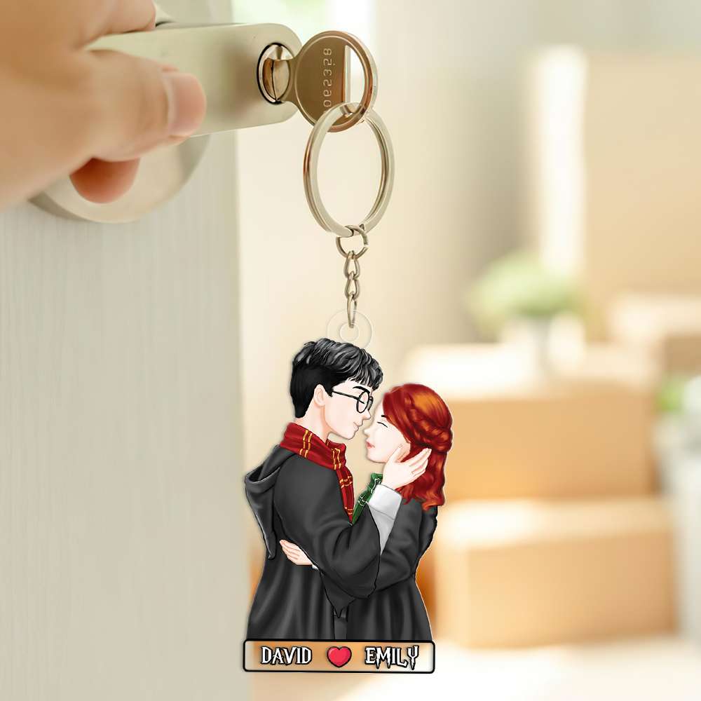 Personalized Wizard Theme Couple Keychain