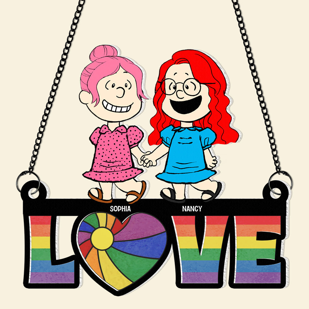 Personalized Cartoon Couple LOVE Hanging Ornament