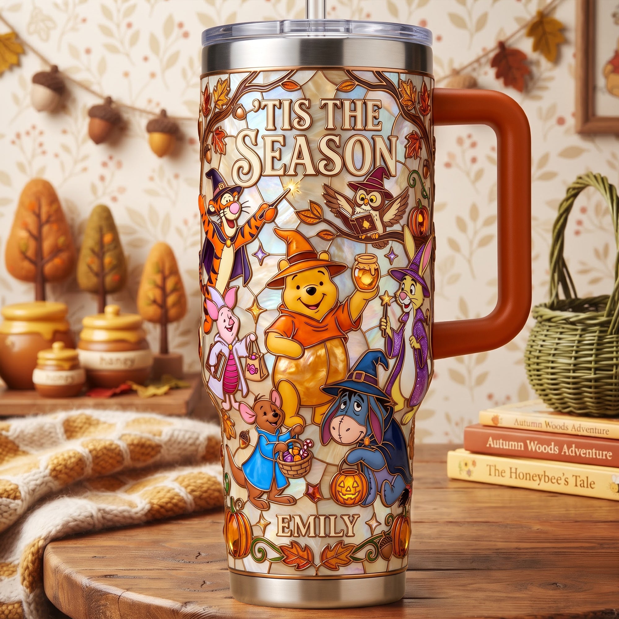 'Tis The Season Colorful 40oz Tumbler - Personalized Gift for Friends, Family, and Halloween Lovers
