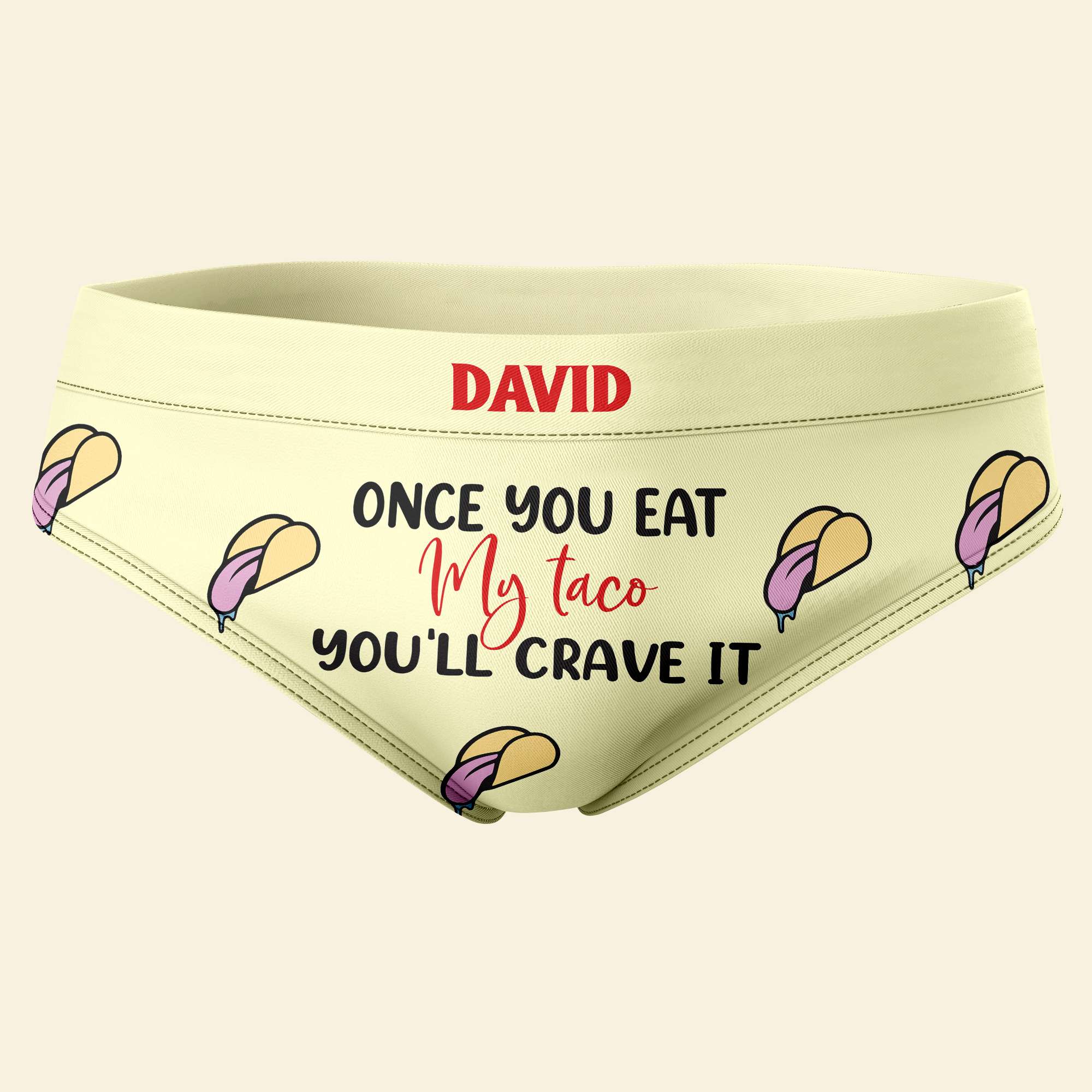 Personalized Funny Women's Briefs - Tongue Taco Boxer Briefs PopCulturePrints