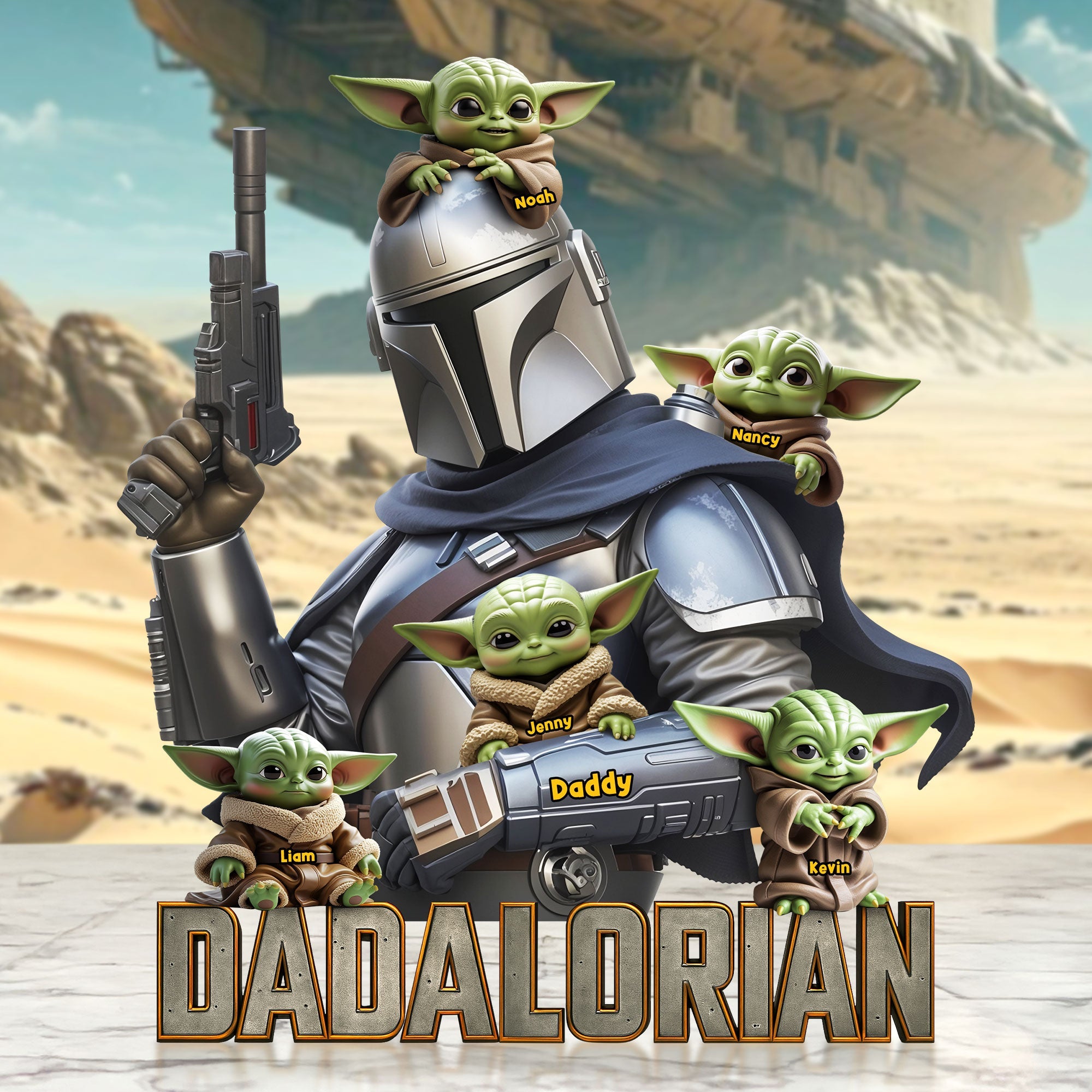 "A Galactic Gift for Dads!" - Dadalorian Plaque - Personalized Gifts for Dad, Grandpa, and More Shaped Plaques PopCulturePrints