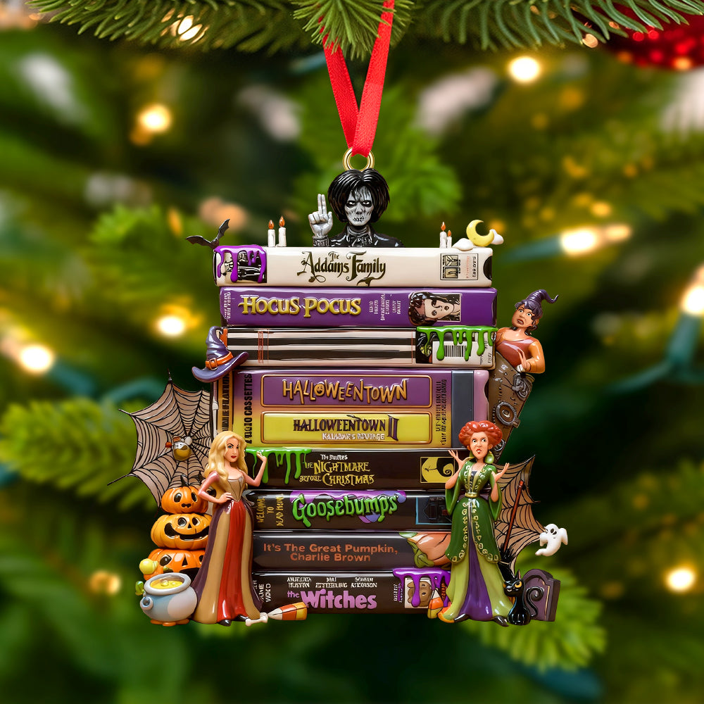 "Embrace Your Dark Side!" - Horror Witch Tape Stack Ornament - Personalized Gifts for Horror Fans Ornament PopCulturePrints