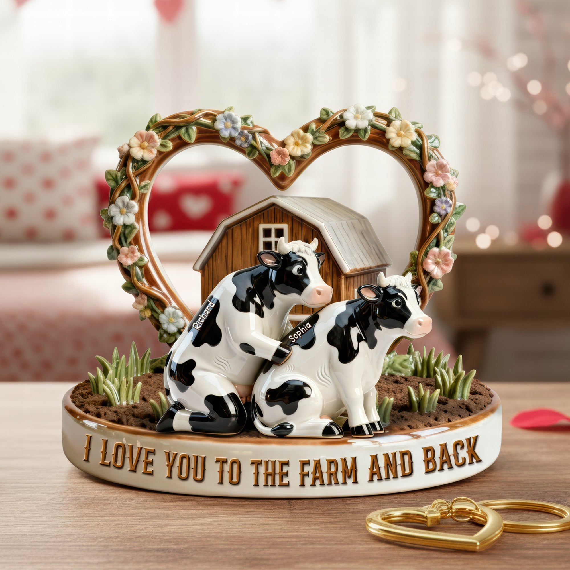 I Love You to the Farm and Back – Personalized Cow Couple Acrylic Plaque Shaped Plaques PopCulturePrints