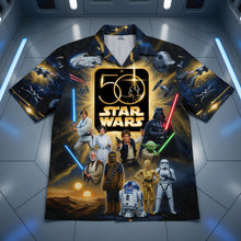 Load image into Gallery viewer, "Celebrate 50 Years of Cosmic Adventure!" - Personalized Hawaiian Shirt - Perfect Gift for Star Wars Fans, Friends, and Family
