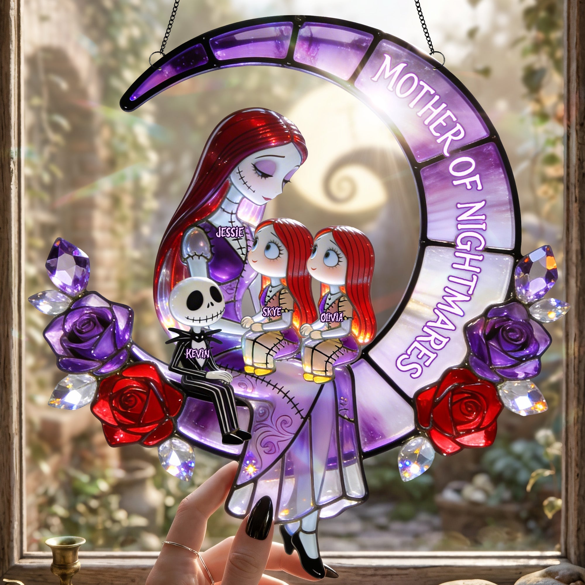 "Mother of Nightmares - A Spooky Touch for Your Loving Mom" - Personalized Suncatcher Gift for Moms, Grandmas, and All Mothers Ornament PopCulturePrints