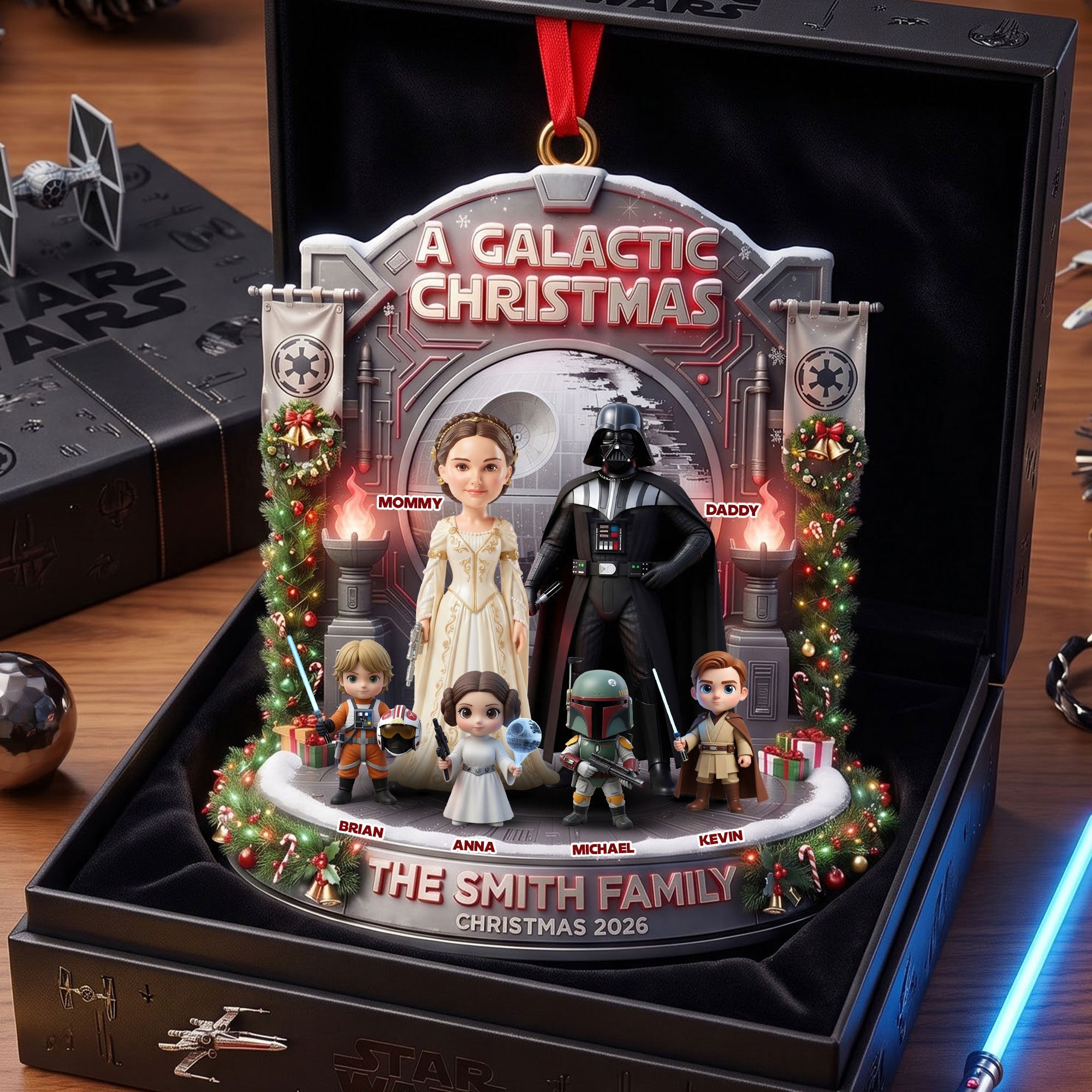 A Galactic Christmas Adventure - Personalized Acrylic Ornament for Family