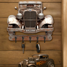 Load image into Gallery viewer, Rev Up Your Space: Personalized Hot Rod Key Hanger - Perfect Gift for Car Enthusiasts Wood Sign PopCulturePrints
