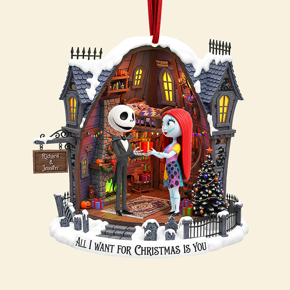 All I Want for Christmas is You - Spooky Couple Christmas Ornament - Personalized Gift for Couples Ornament PopCulturePrints