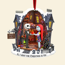 Load image into Gallery viewer, All I Want for Christmas is You - Spooky Couple Christmas Ornament - Personalized Gift for Couples Ornament PopCulturePrints
