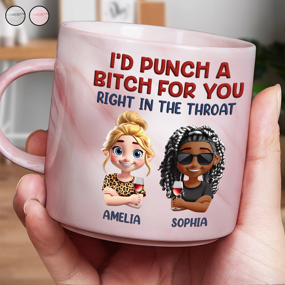 I'd Punch A Bitch For You - Personalized Marble Mug Marble Mug PopCulturePrints