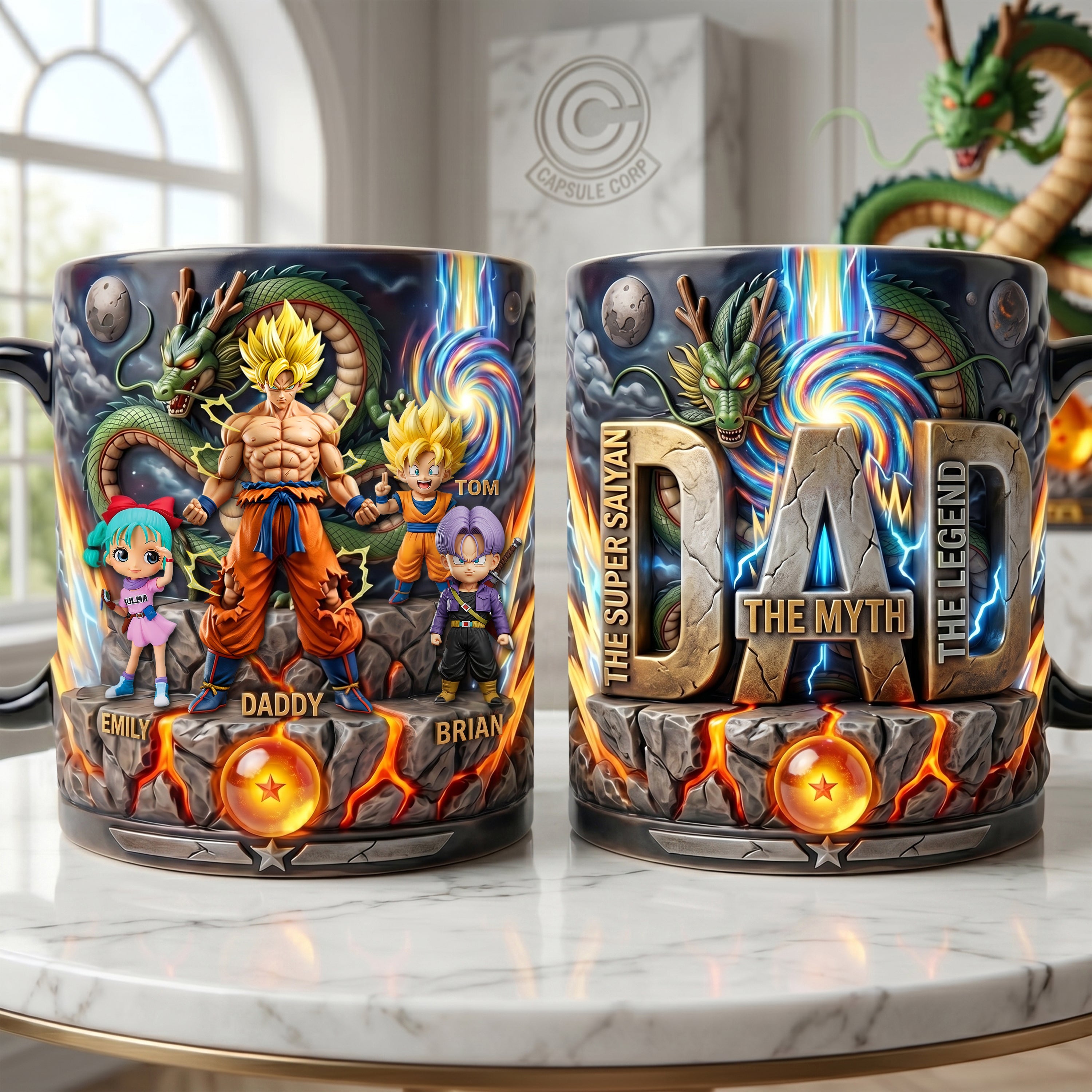 “The Legend of Dad: Super Saiyan Power” - Personalized Magic Mug for Dads, Grandpas, and Father Figures Coffee Mug PopCulturePrints